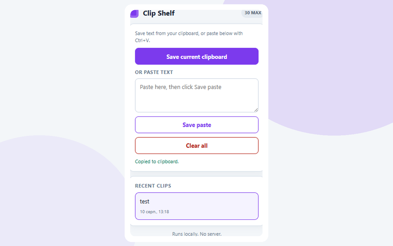 Clip Shelf screenshot 1