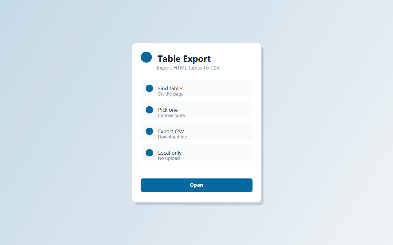 Table Export screenshot 1