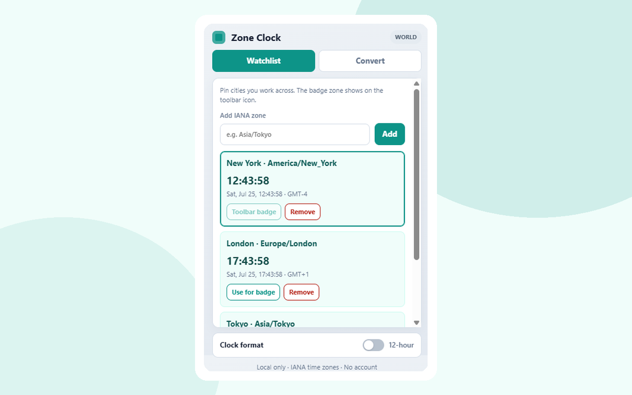 Zone Clock screenshot 1